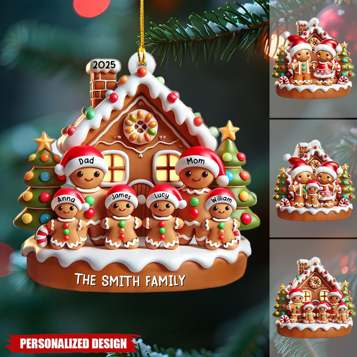 Sweet Cookie Man Family 3D Effect-Personalized Acrylic Ornament