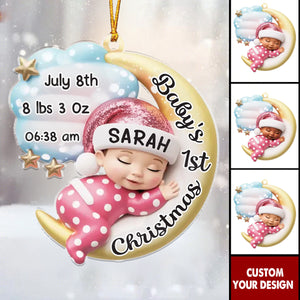 Cherishing Your Very First Christmas - Personalized Christmas Baby Shower Acrylic Ornament