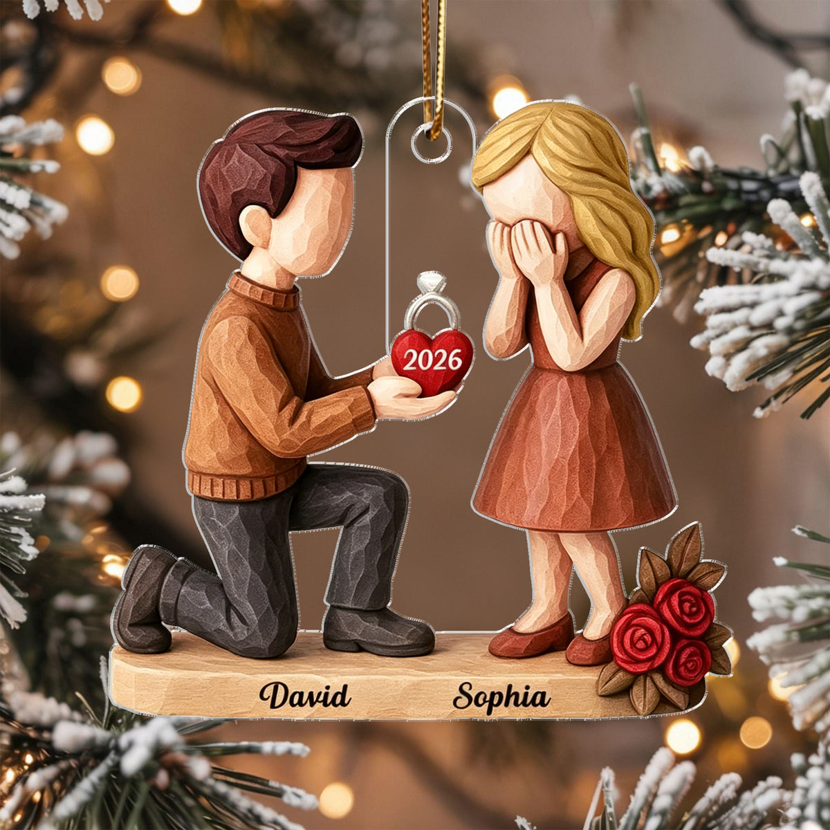 Couple Marriage Proposal - Personalized Acrylic Ornament