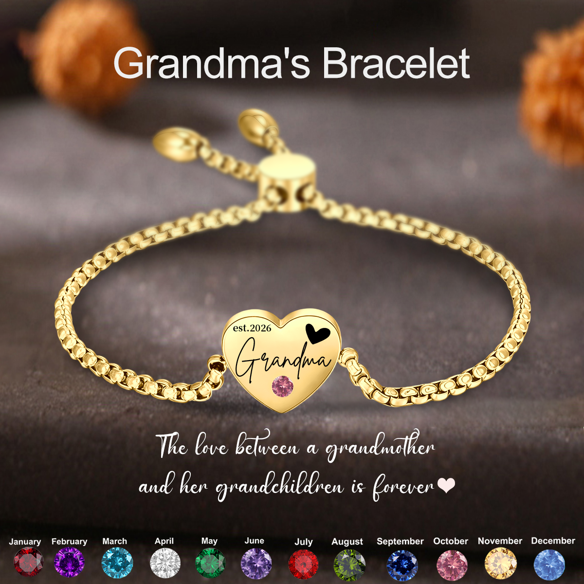 Personalized Mom Est Birthstone Bracelet, Gift for New Mom Grandma