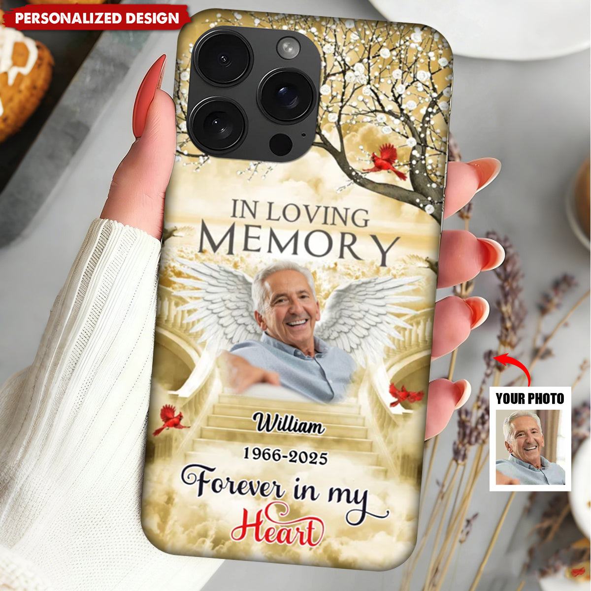Memorial Wings Heaven Upload Photo Personalized Memorial Phone Case
