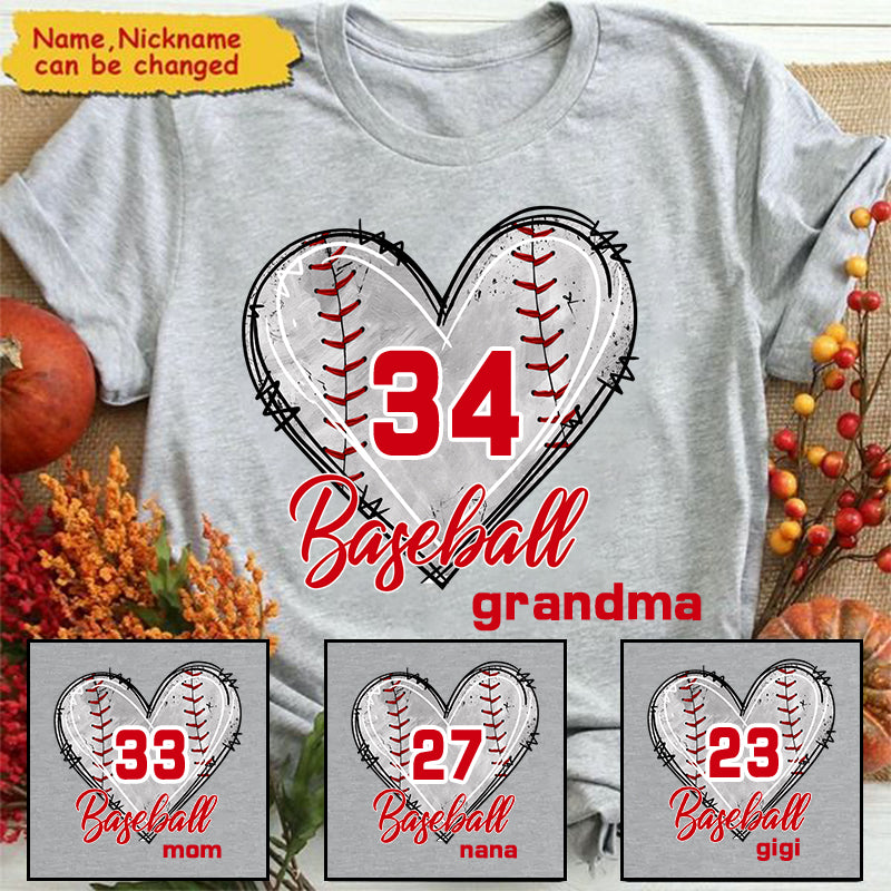 Baseball Mom Grandma Auntie, Love Baseball Sports - Personalized Unisex T-Shirt