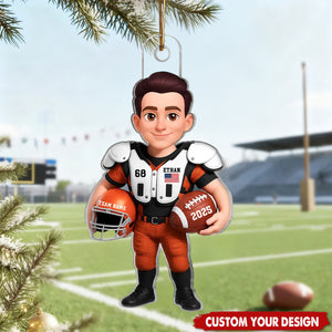 3D Effect Proud American Football Player - Personalized Acrylic Ornament