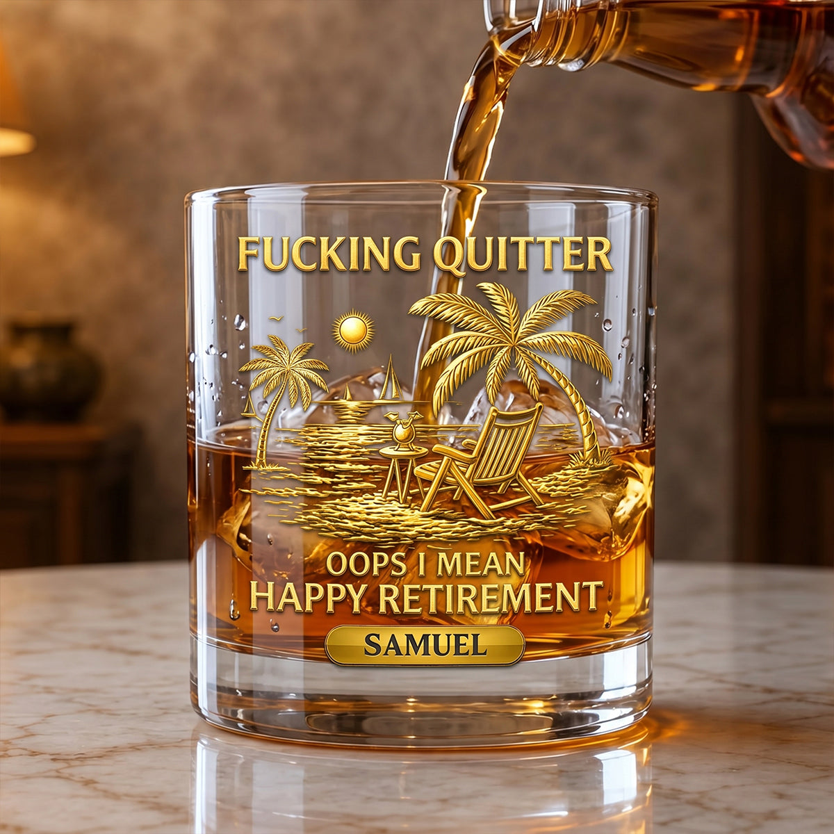 I Mean Happy Retirement - Personalized Whiskey Glass