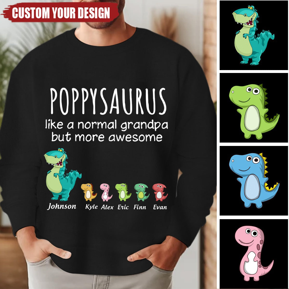Grandpasaurus And Kids Personalized Man Sweater
