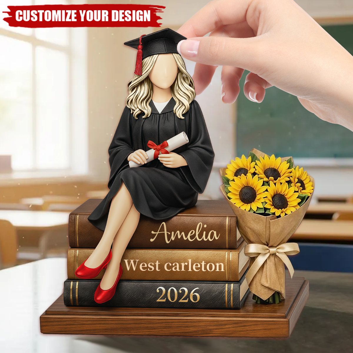 Personalized Graduation Wooden Block, Custom Name Grad Gift, Class of 2026