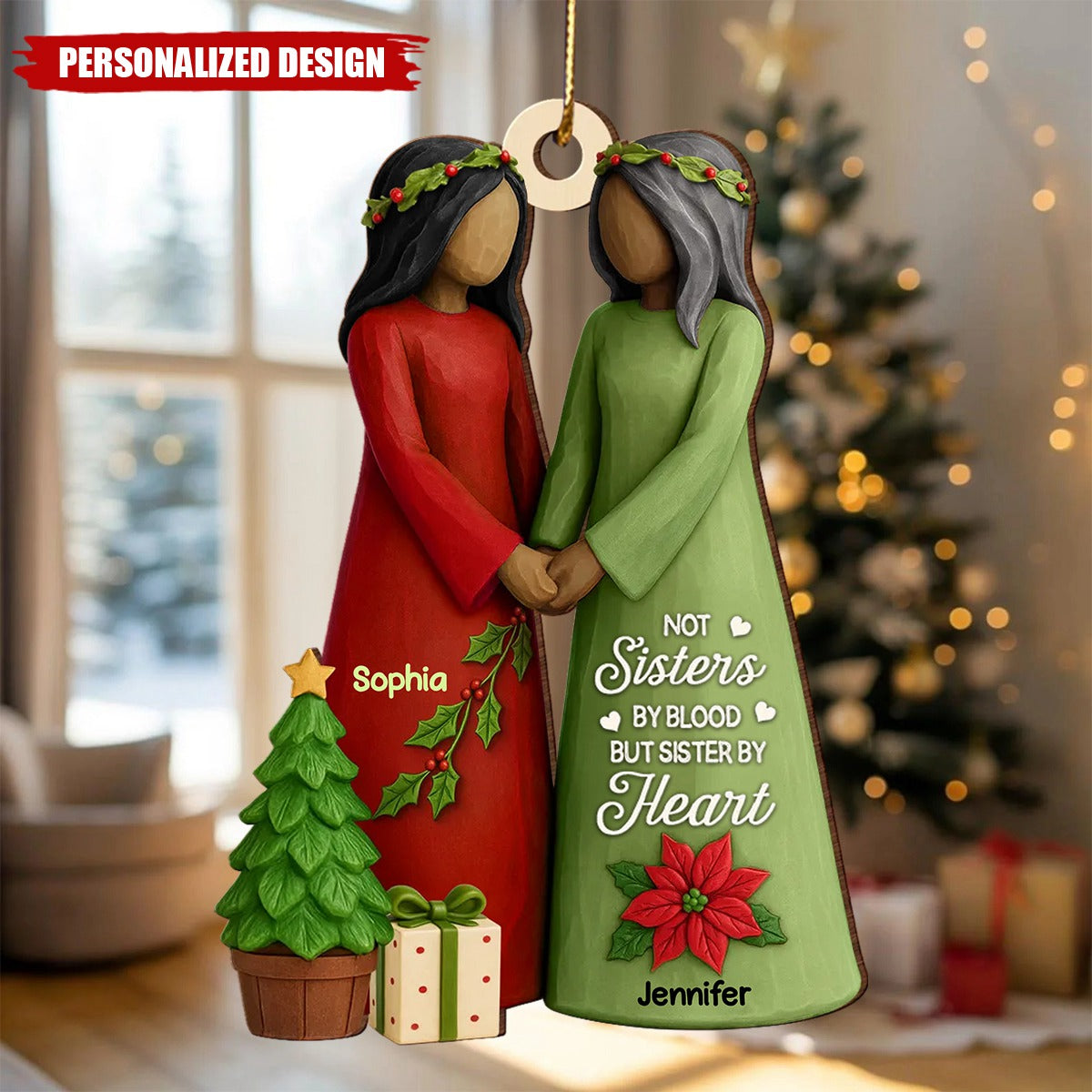 Christmas Best Friends Are Hard To Find 3D Effect Personalized Wooden Ornament