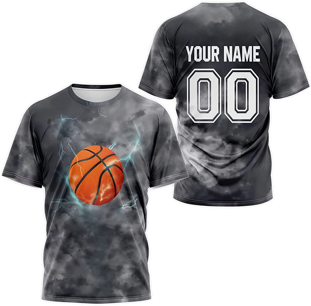Personalized Name & Number Basketball 3D Printed T-Shirt, Gift For Basketball Lovers