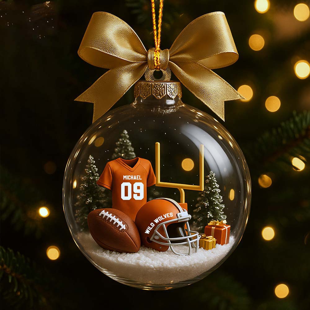 Personalized Football Transparent Ornament-Gift For Football Lovers