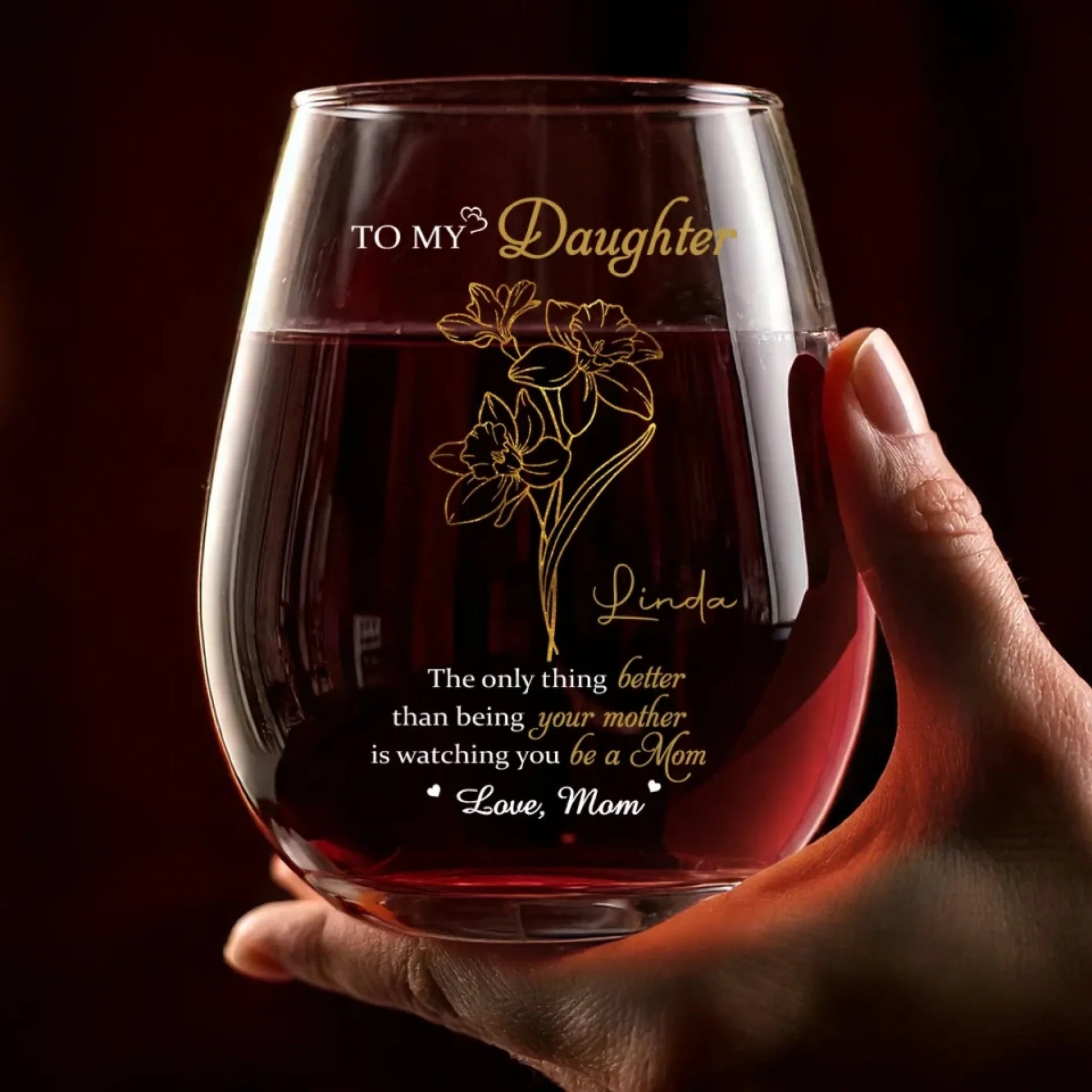 A Mother’s Love, Endless And True - Family Personalized Custom Wine Glass