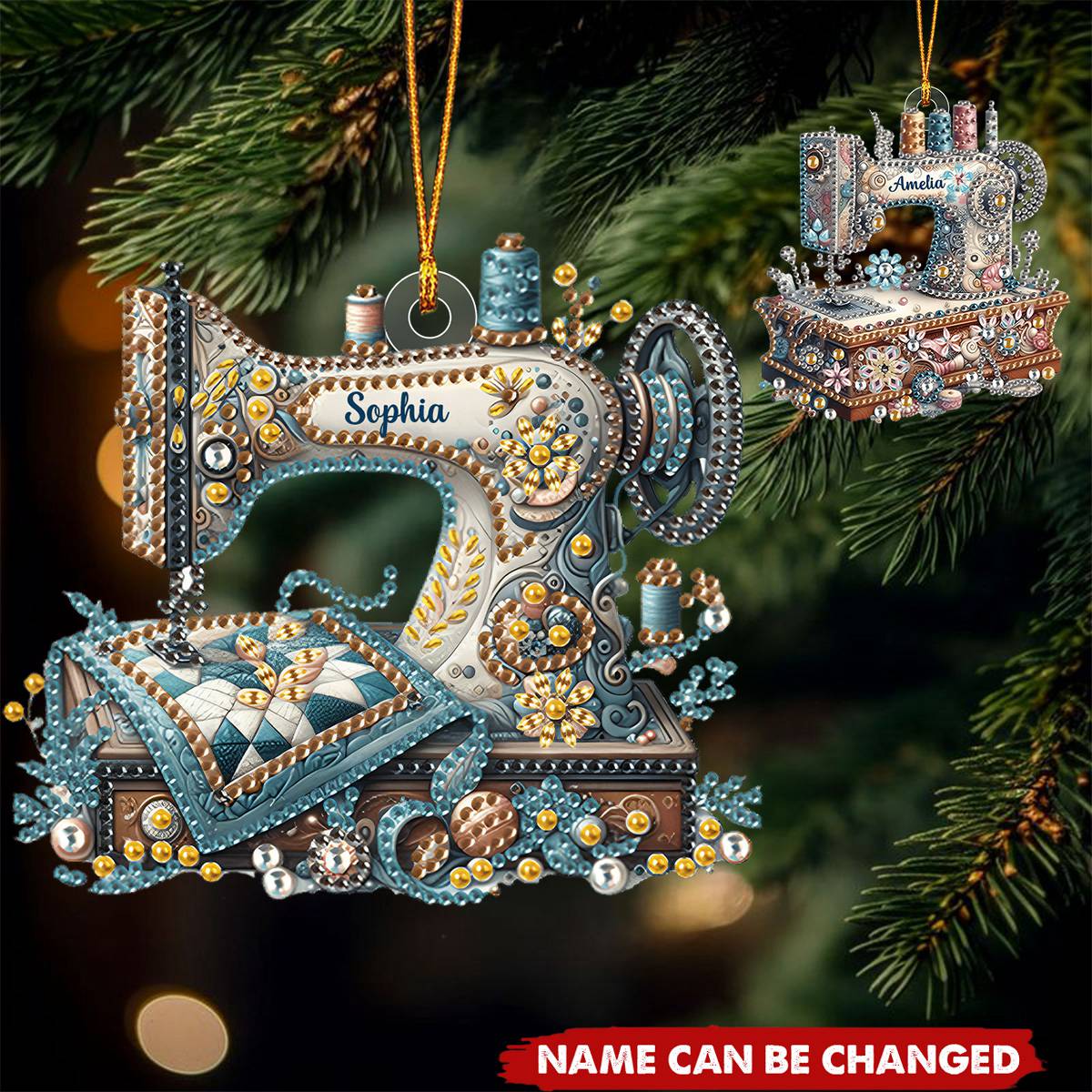 Custom Name Sewing Machine Personalized Sewing Ornament qianwill