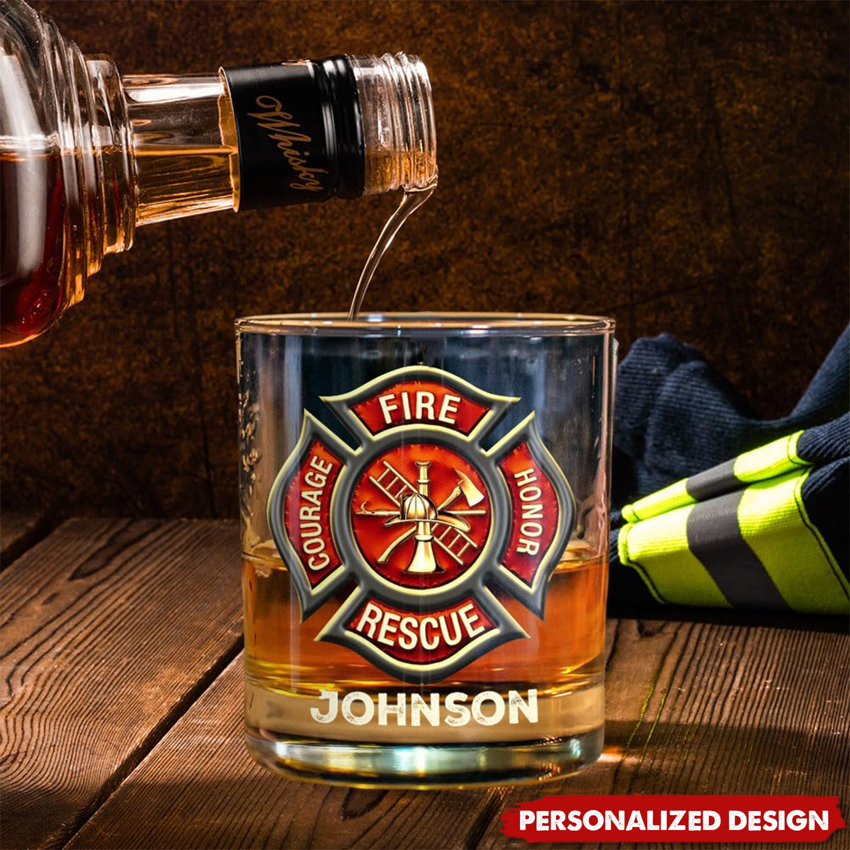 Retired Firefighter - Personalized Firefighter Whiskey Glass