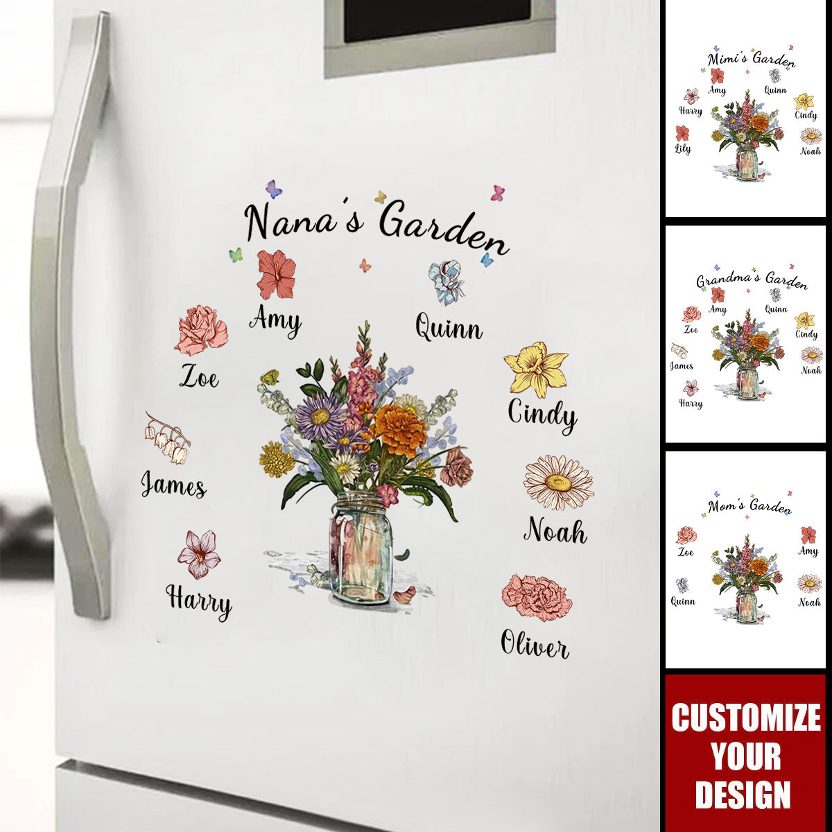 Garden of Love - Personalized Stickers, Gift For Mom/Grandma