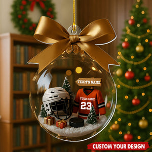 Personalized Hockey Transparent Ornament-Gift For Hockey Lovers