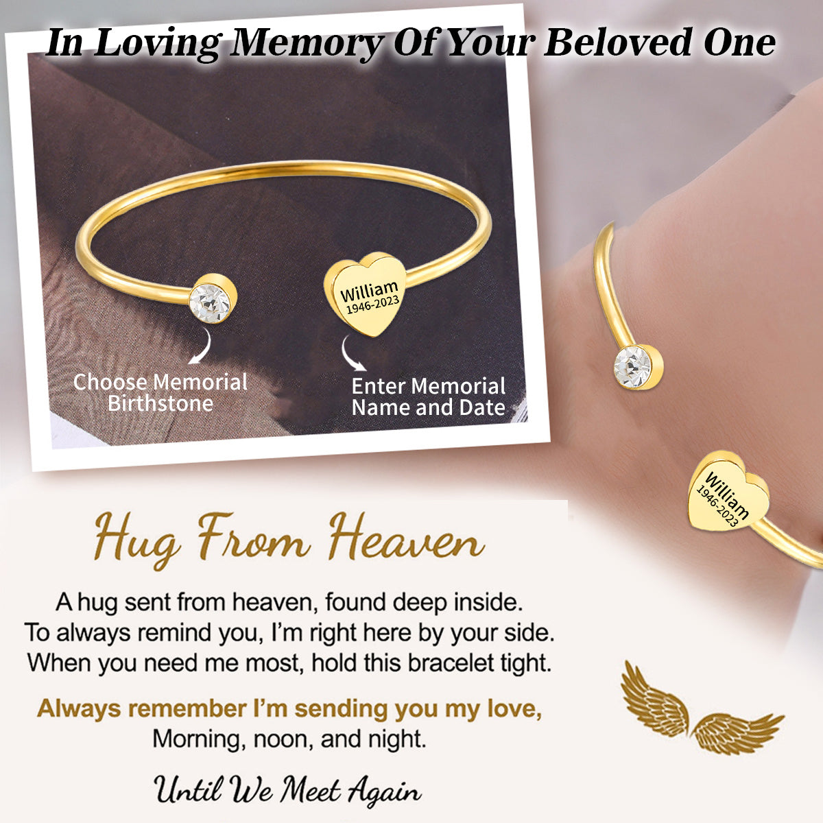 Personalised Heart Bracelet With Birthstone and Name