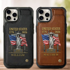 US 250th Anniversary-Personalized Patriotic Wallet Phone Case
