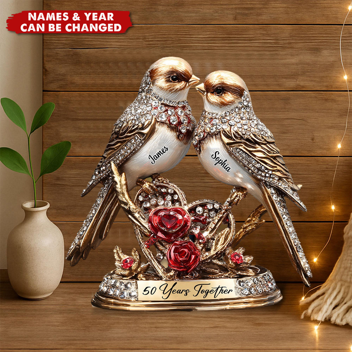 Lovebirds Couple Anniversary Gift - Personalized Couple Custom Shaped Acrylic Plaque