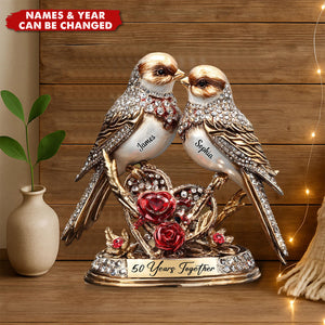 Lovebirds Couple Anniversary Gift - Personalized Couple Custom Shaped Acrylic Plaque