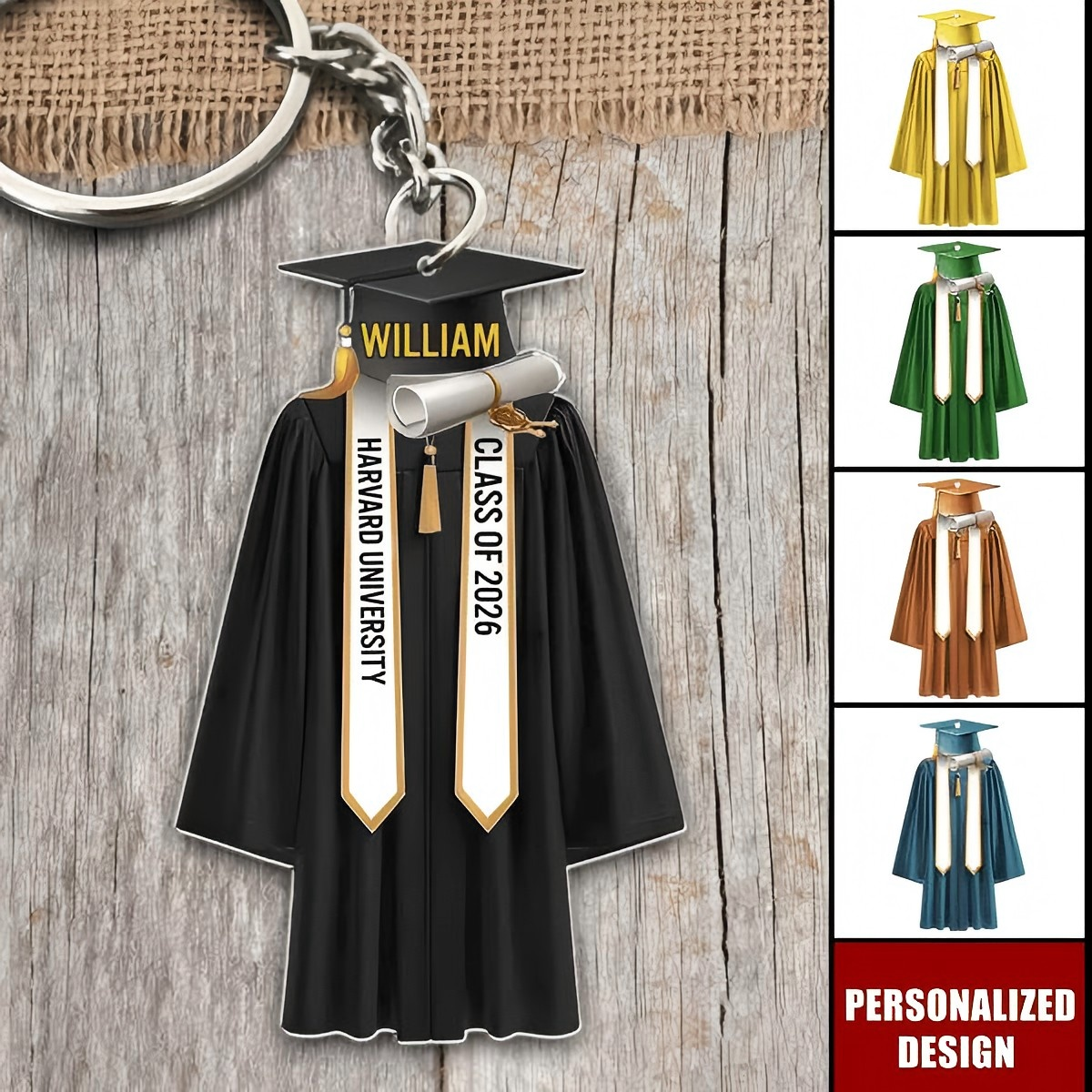 Personalized Graduation Keychain Class of 2026 Graduation Gown Keychain Gifts