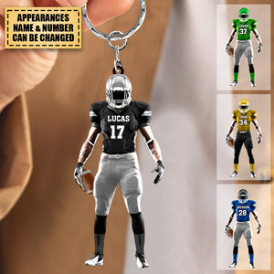 Personalized American Football Player Keychain - Gift For Football Lover