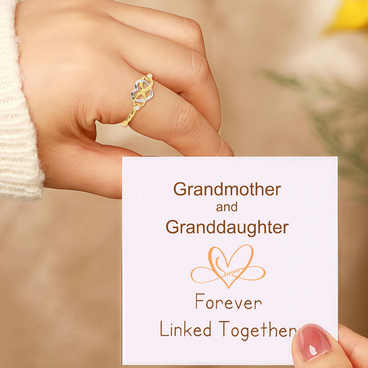 Grandmother Granddaughter Infinity Heart Ring