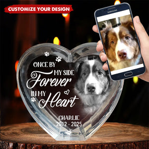 Custom Photo Your Love Lives On In My Heart - Pet Memorial Personalized Custom 3D Crystal Heart Shaped