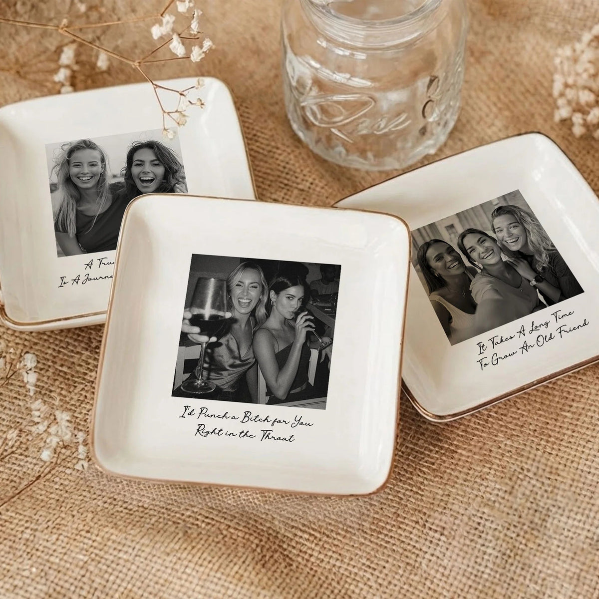 Custom Bestie Photo Trinket Tray For Best Friend Friendship - Personalized Jewelry Dish