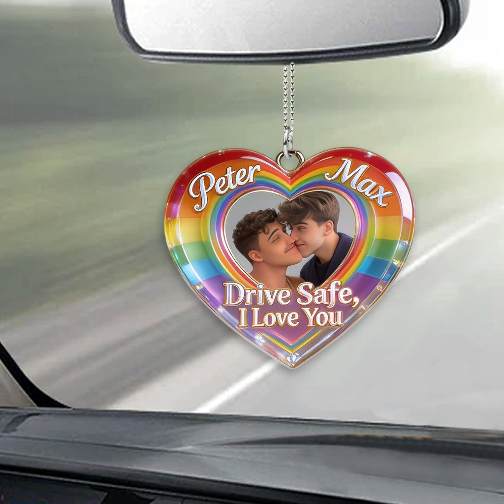 Drive Safe - Personalized LGBT Support Shaped Car Ornament
