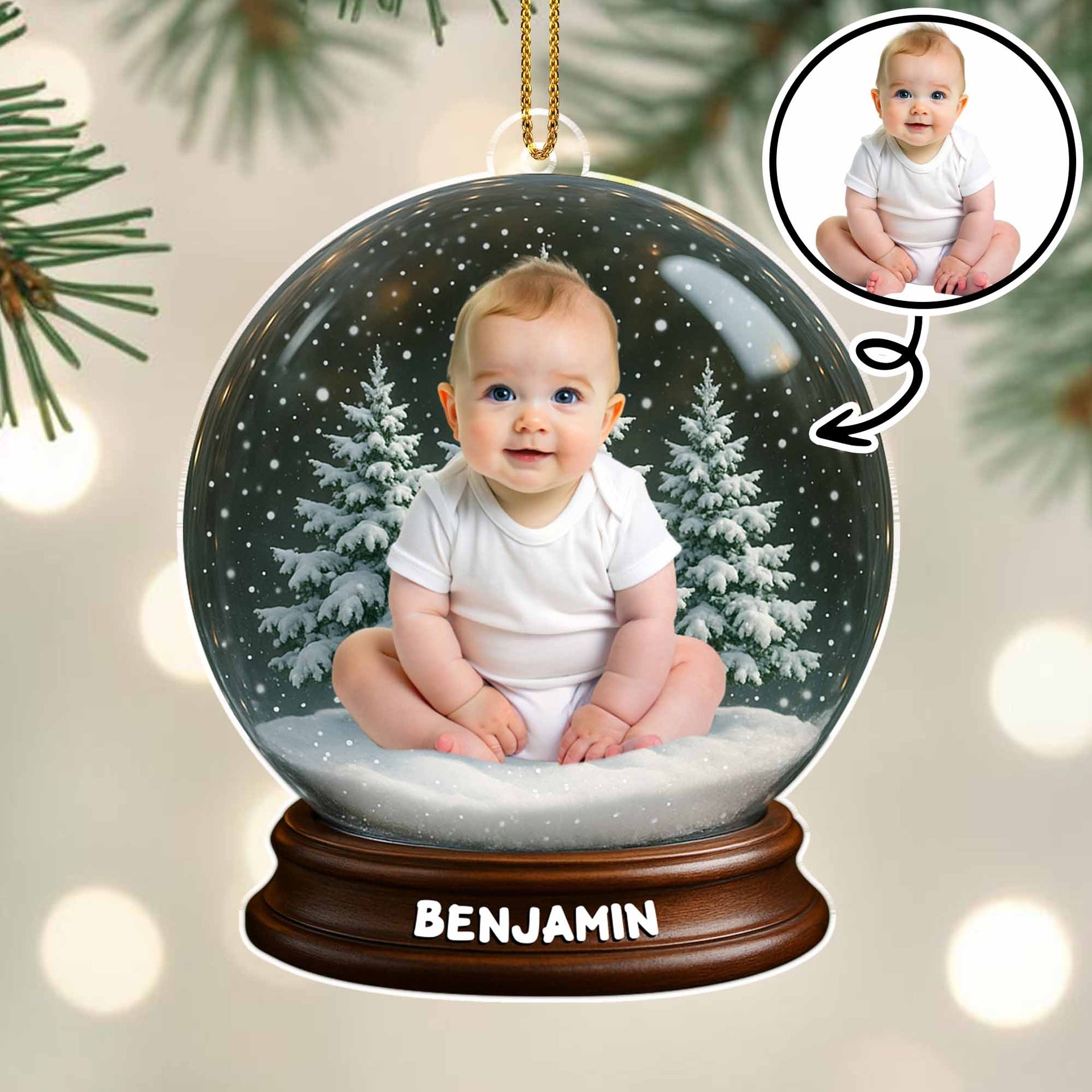 Capture Your Special Moments With A Snowy Backdrop, Personalized Acrylic Ornament