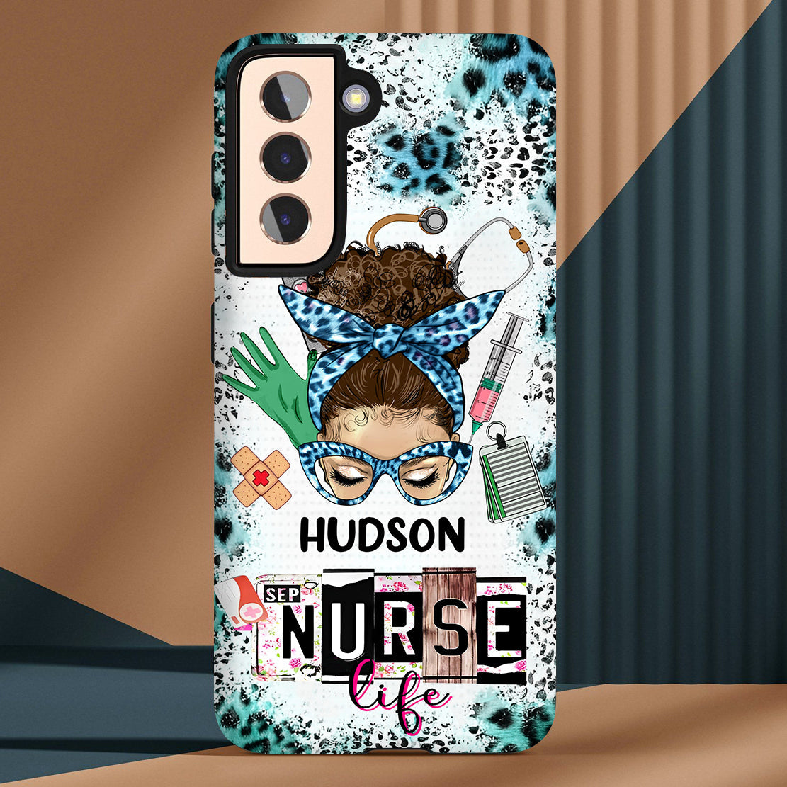 Messy Bun Nurse, CNA, CMA, Doctor - Nurse Life Scrubs Nurse Day Personalized Phone case