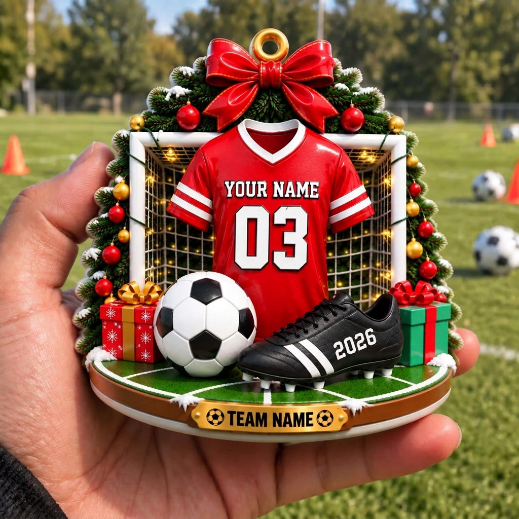 Personalized Soccer Acrylic Ornament, Soccer Christmas Ornament