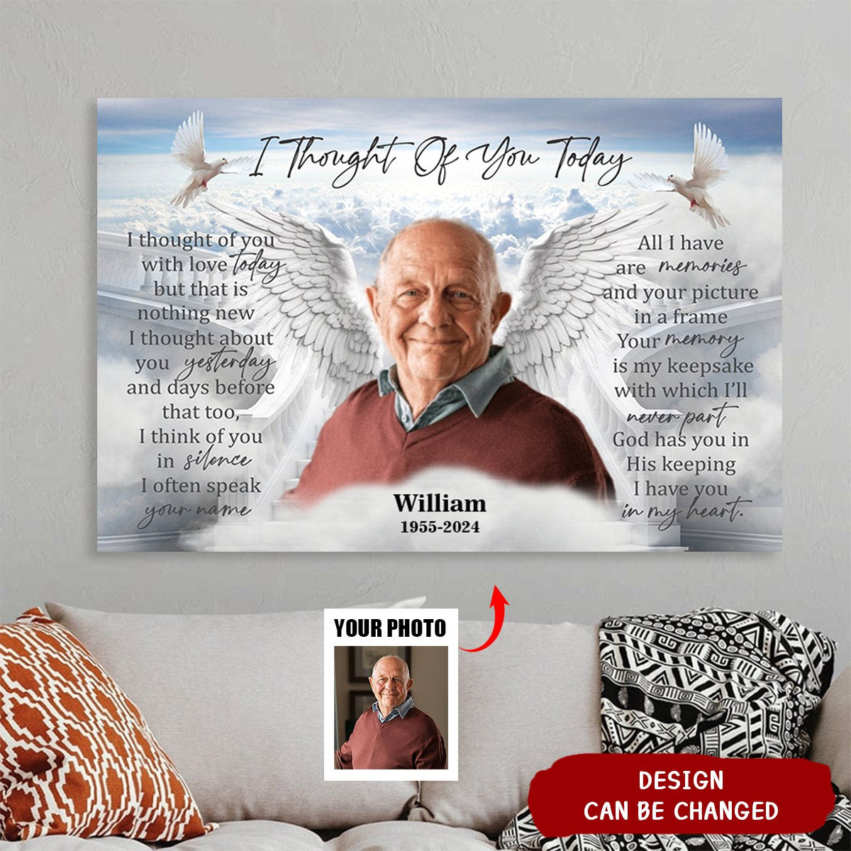 Personalized Memorial Canvas - I Thought of You Today