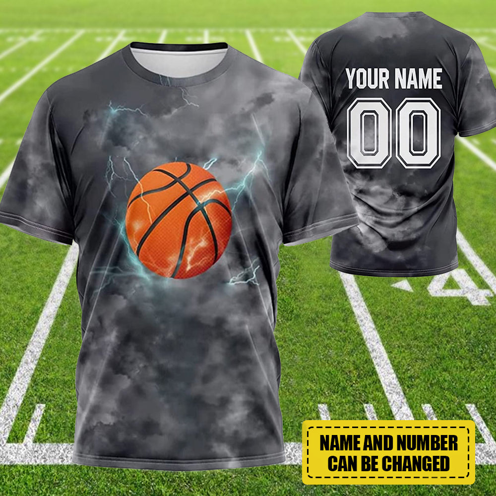 Personalized Name & Number Basketball 3D Printed T-Shirt, Gift For Basketball Lovers