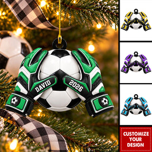 Personalized Goal Keeper Christmas Acrylic Ornament, Custom Soccer Ornament