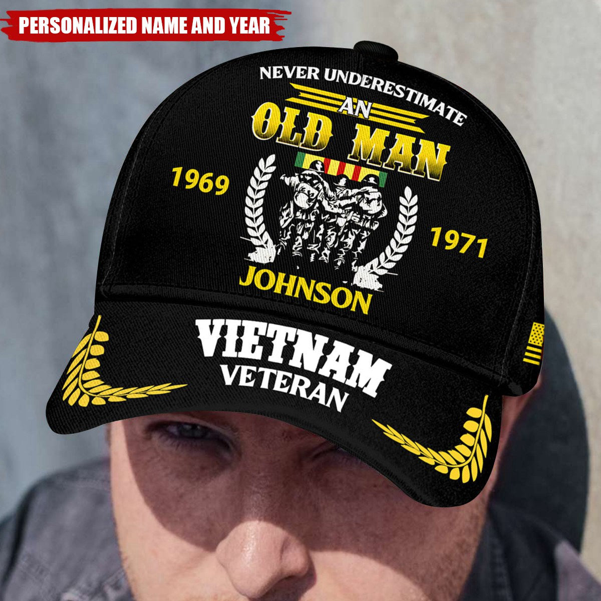 Customized Veteran Cap – 3D Cap Personalized With Name, Years Of Service Military