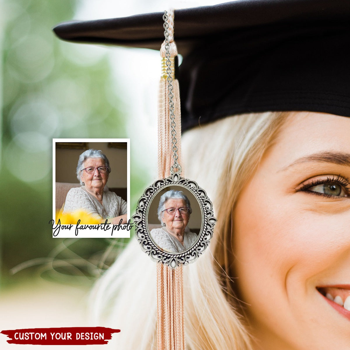 Personalized Photo Graduation Cap Charm, Memorial Photo Charm