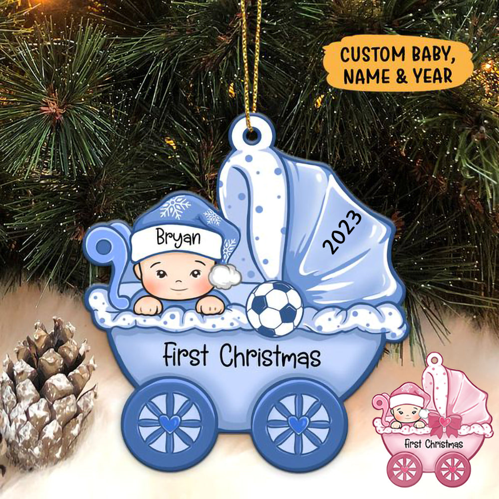 Baby's First Christmas, Baby Carriage,  Custom Gift for Baby - Personalized Acrylic Ornament