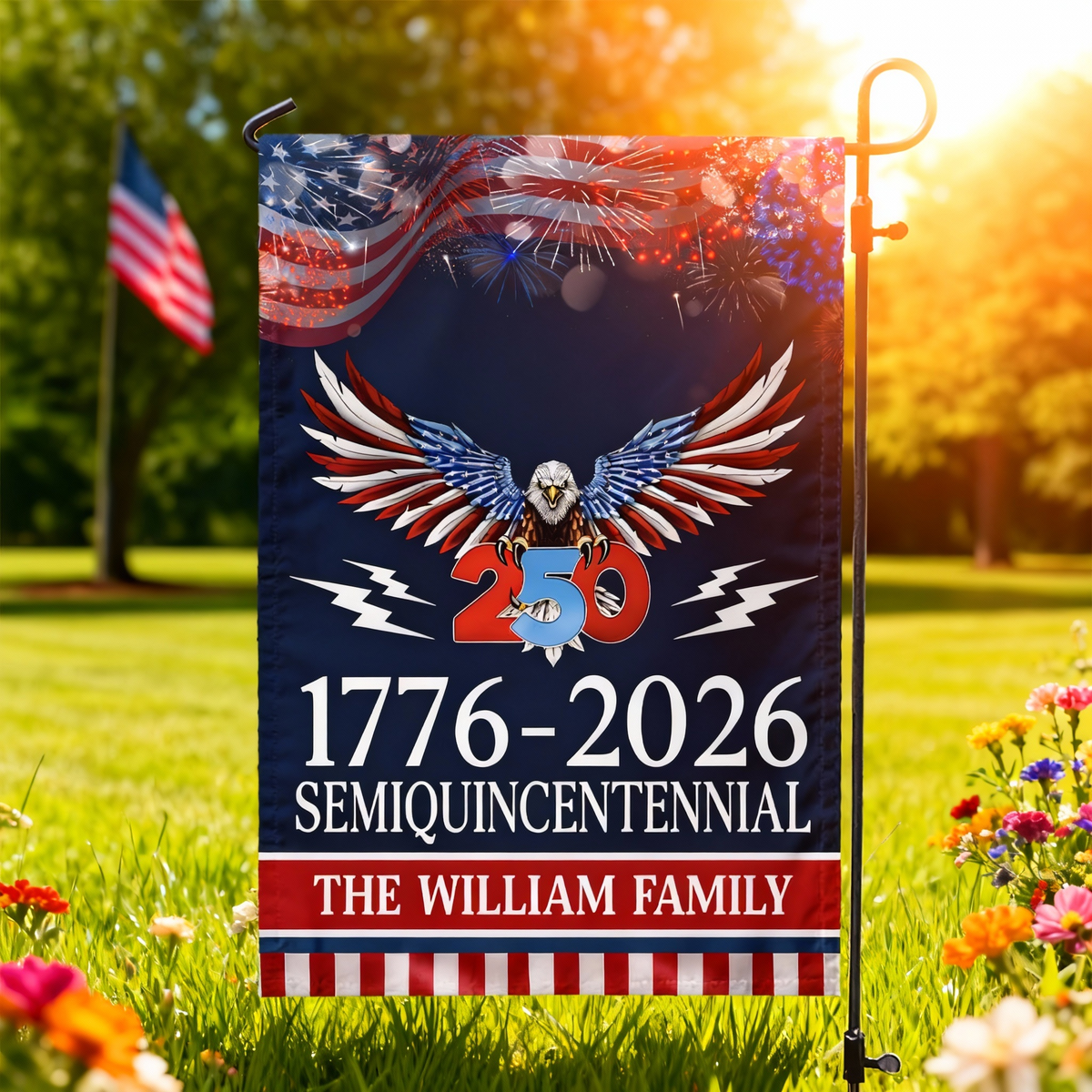 250 Years America Semiquincentennial Personalized Garden Flag