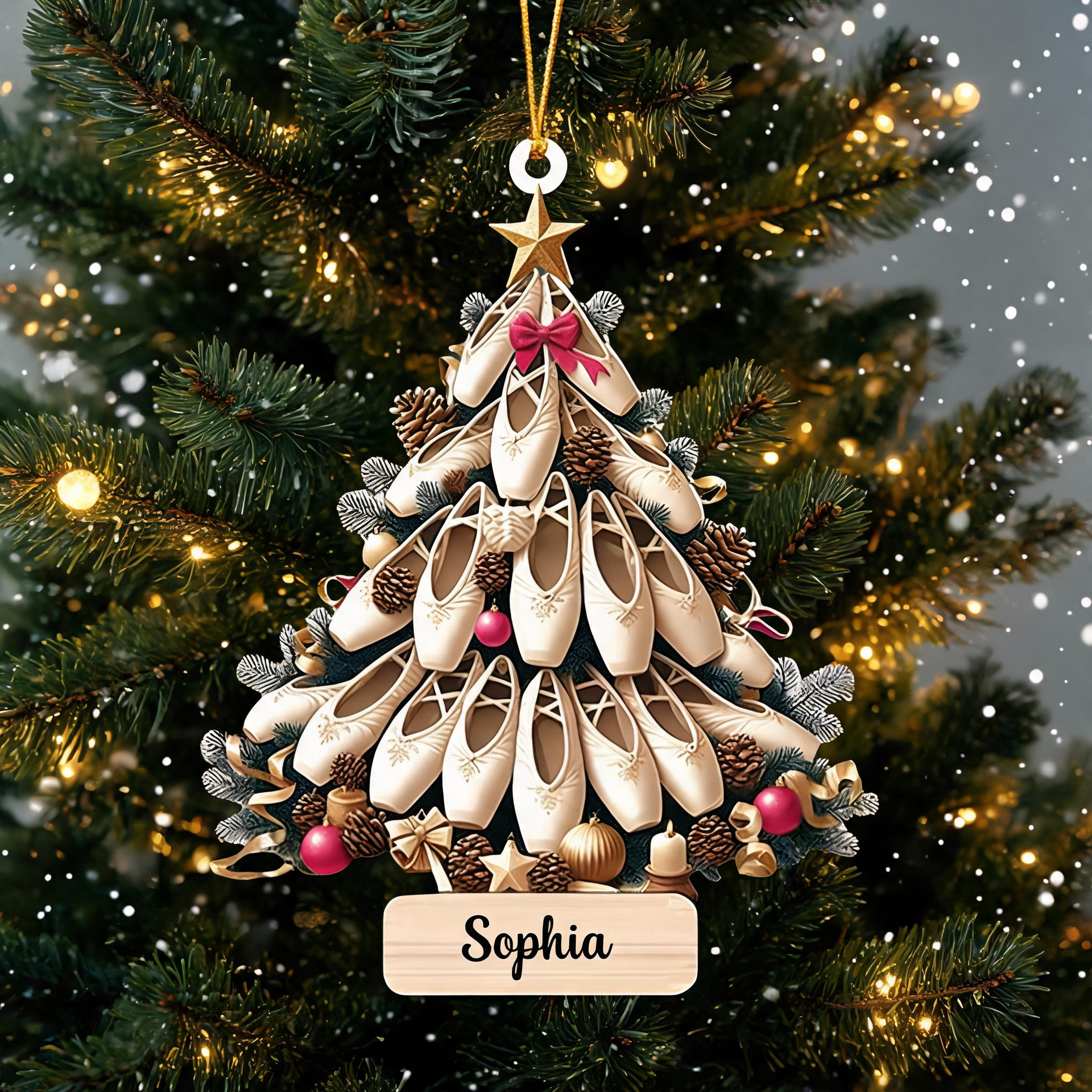 Personalized Ballet Shoes Christmas Tree Ornaments, Ballerina Gift