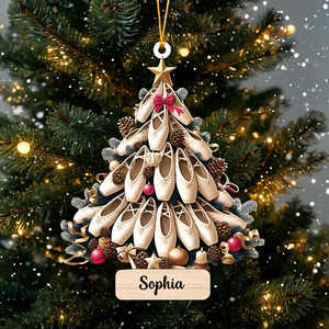 Personalized Ballet Shoes Christmas Tree Ornaments, Ballerina Gift