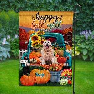 Happy Fall Yall - Personalized Photo And Name Garden Flag