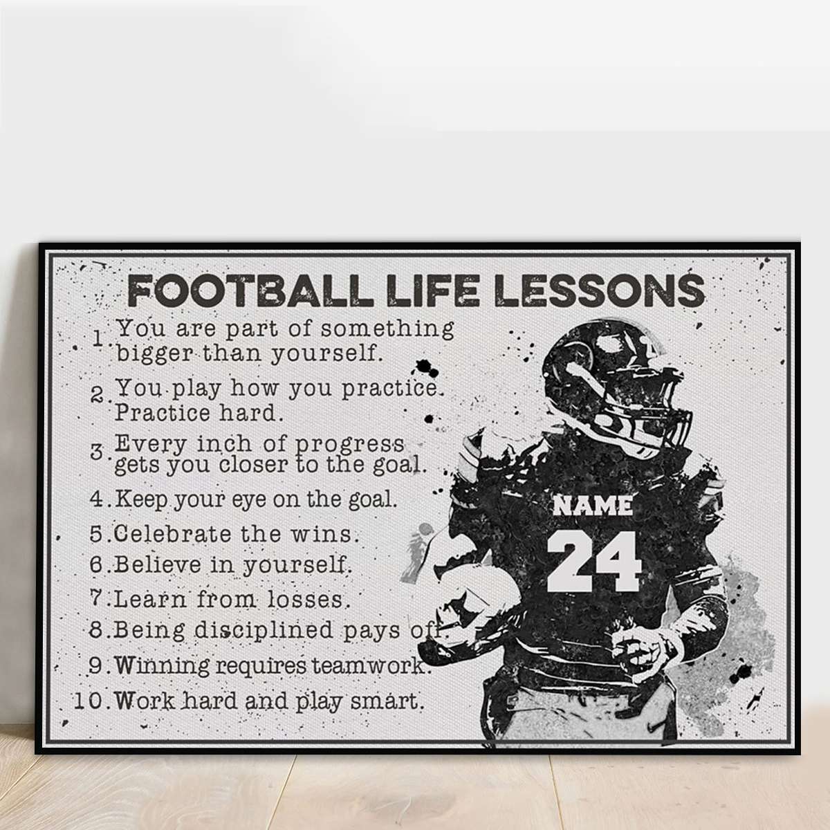 Personalized Football Poster, with custom Name & Number, Sport Gifts