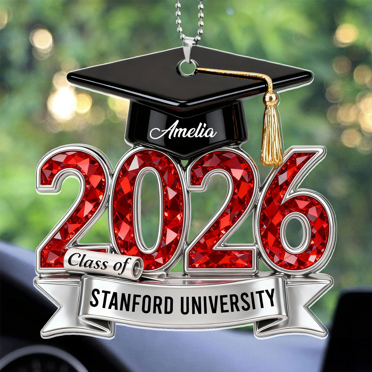 Year Of Graduation Gift - Personalized Car Acrylic Hanging Ornament