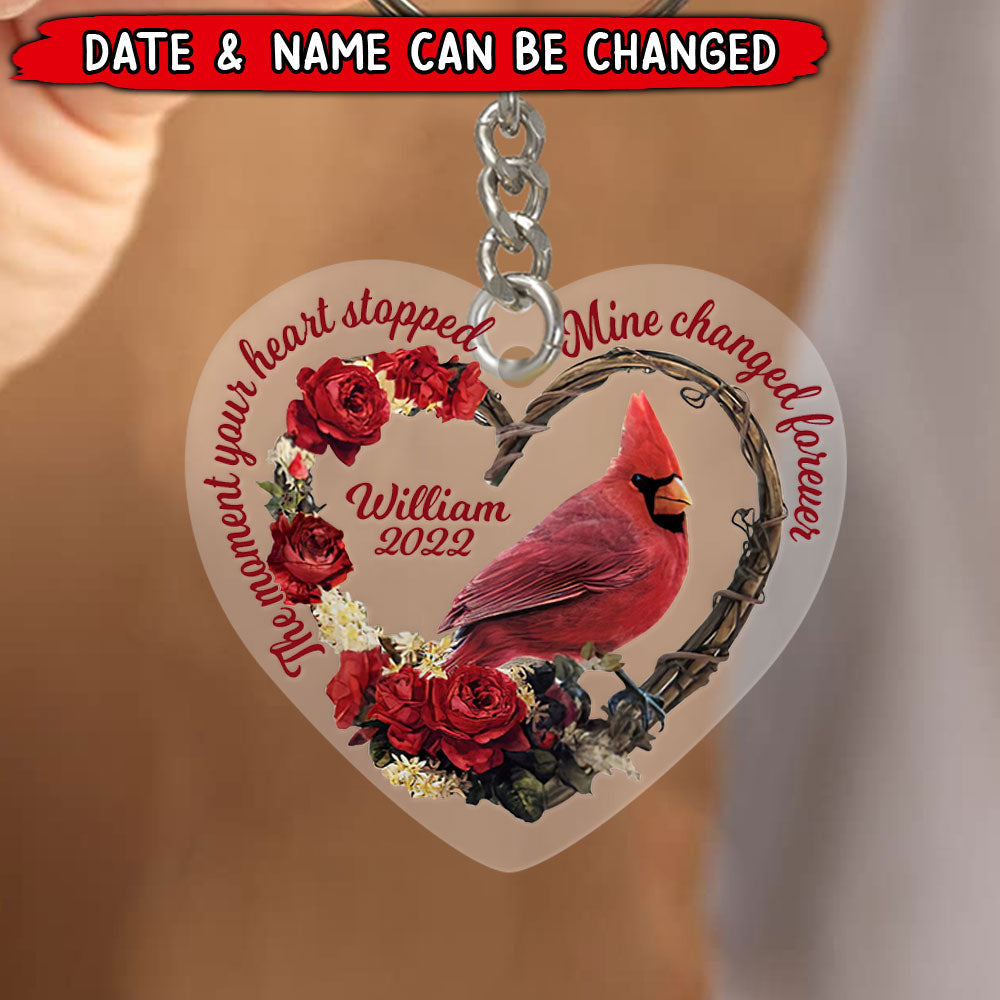 Cardinal The Moment Your Heart Stopped Personalized Keychain