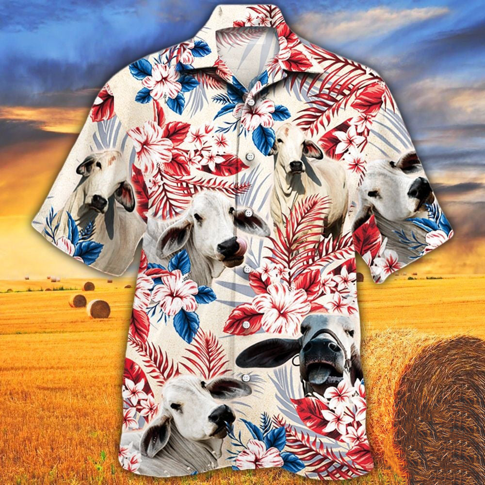 Brahman In American Flag Patterns Hawaiian Shirt