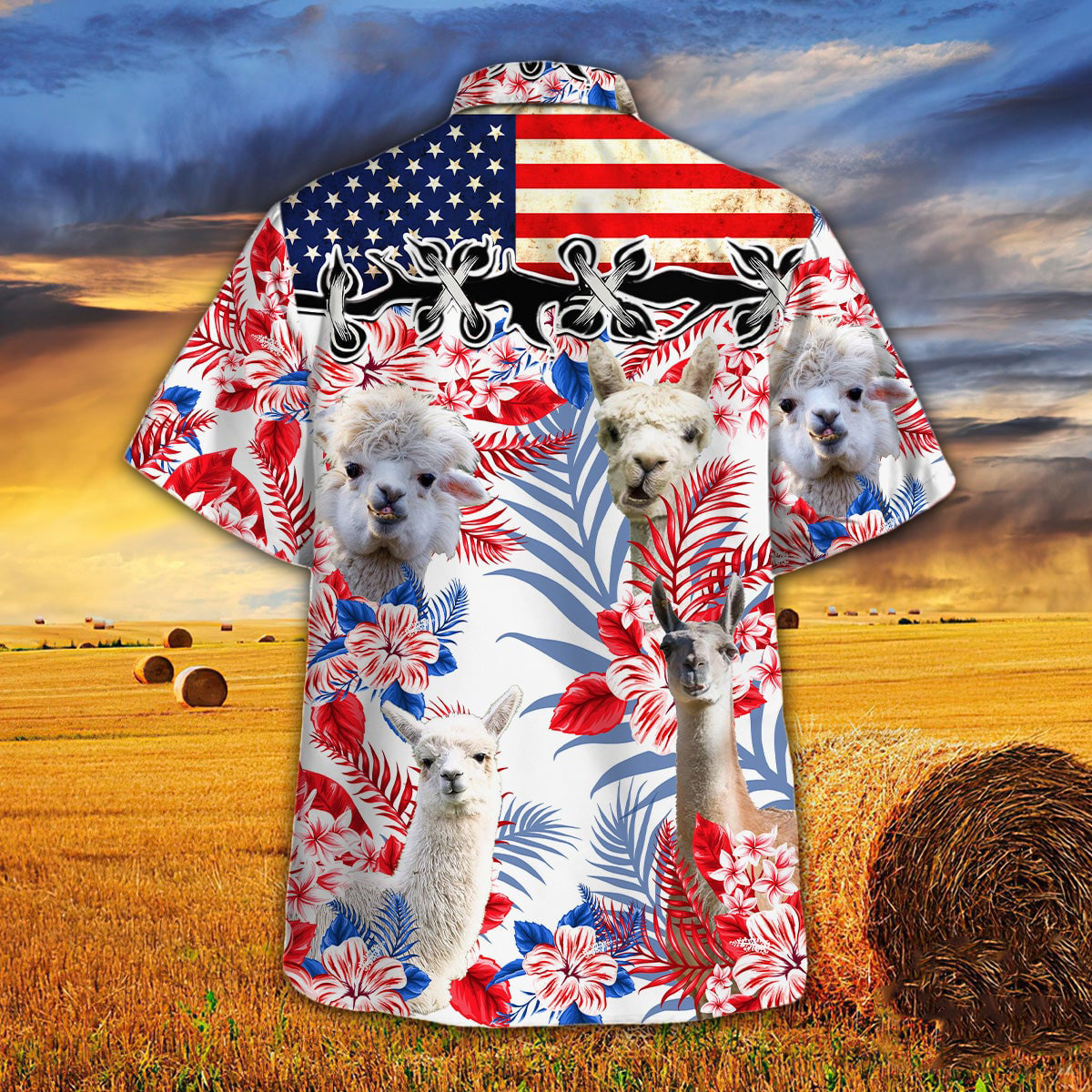 Llama American Flag Hawaiian Shirt