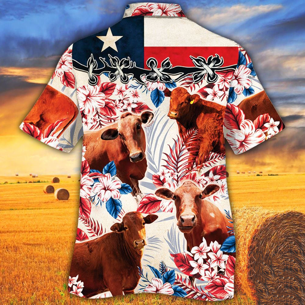 Beefmaster Cattle Texas Flag Hawaiian Shirt