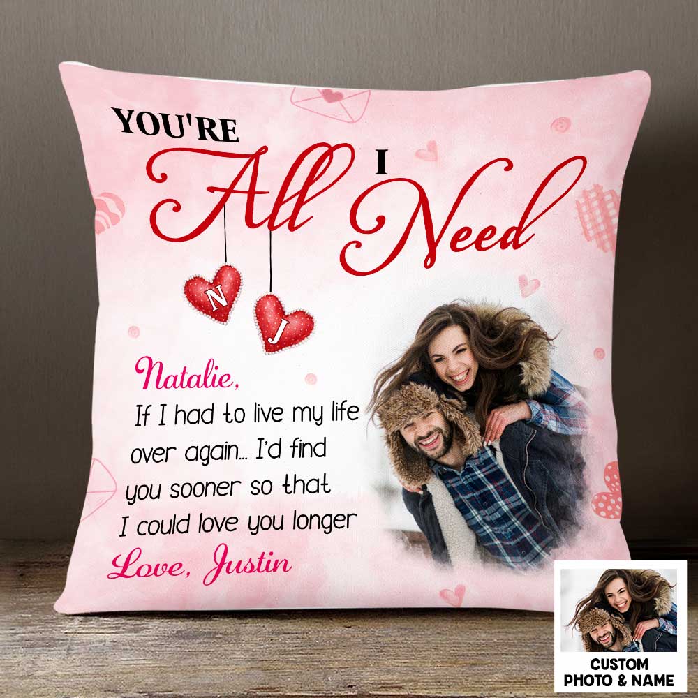 You're All I Need - Personalized Custom Couple Photo Pillow