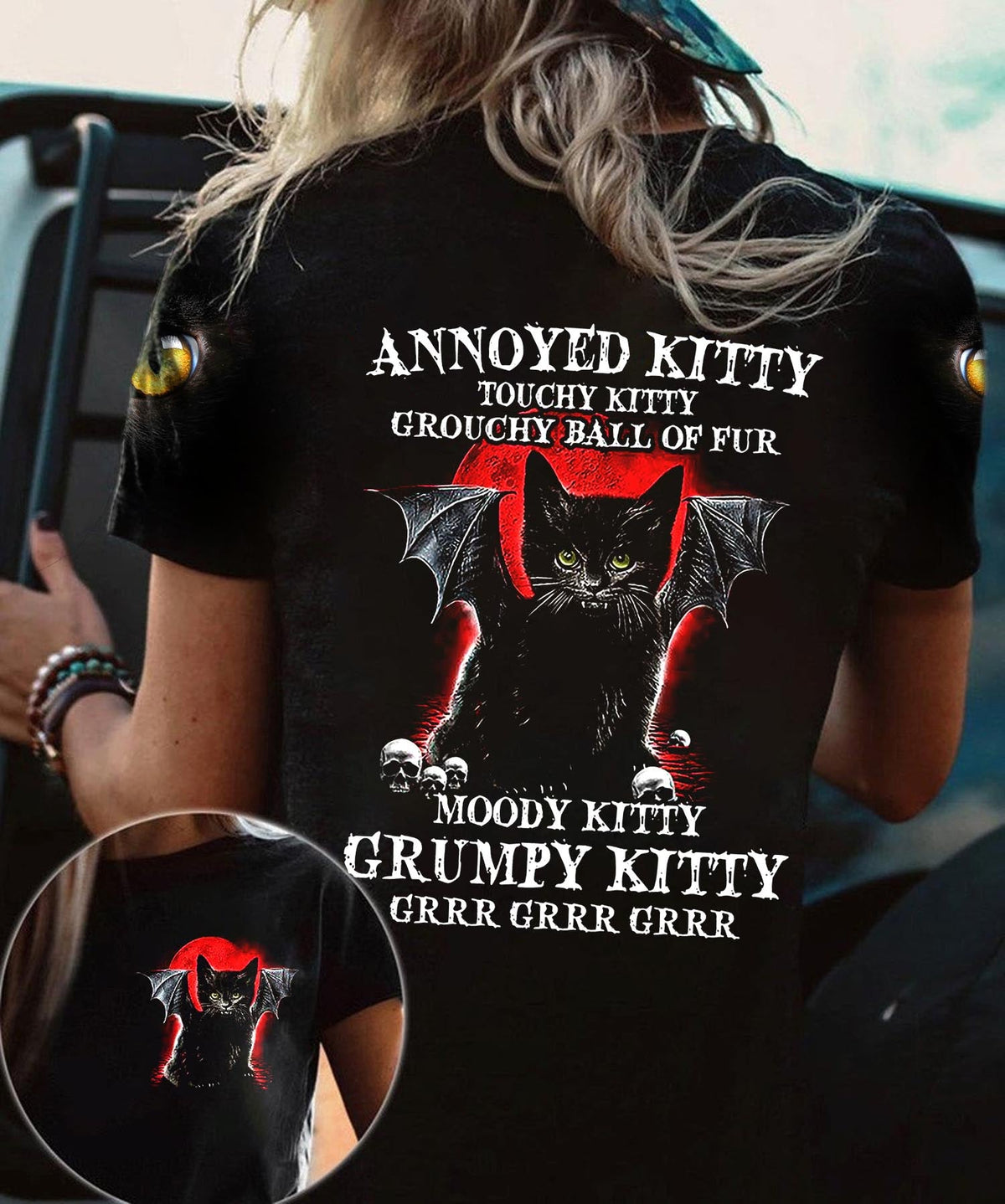 Black Cat Kitty 3D All Over T Shirt