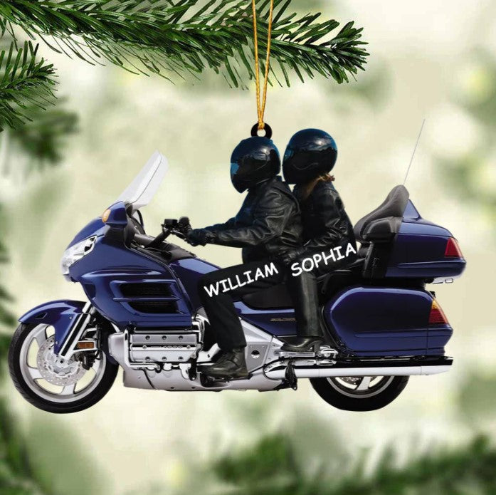 Personalized Biker Couple Motorcycle Ornament, Christmas Gift For Couple